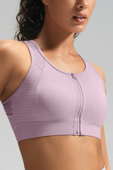 Reggiseno da corsa Power Front-Zip Mesh Racerback | Reggiseno sportivo ad alto sostegno da donna