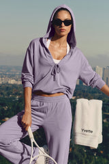 Anywhere™ Ruched V-Neck Hooded Sweatshirt