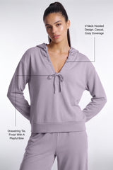 Anywhere™ Ruched V-Neck Hooded Sweatshirt