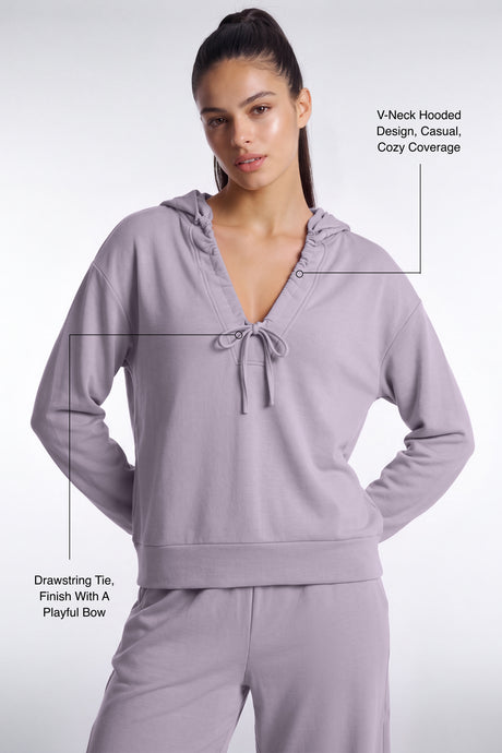 Anywhere™ Ruched V-Neck Hooded Sweatshirt - image 2