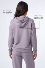 Anywhere™ Ruched V-Neck Hooded Sweatshirt