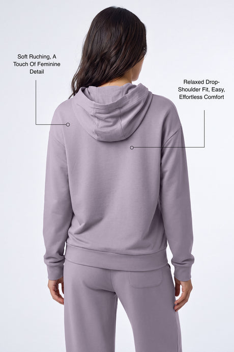 Anywhere™ Ruched V-Neck Hooded Sweatshirt - image 3
