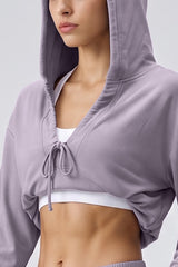 Anywhere™ Ruched V-Neck Hooded Sweatshirt
