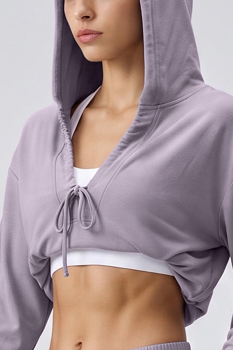 Anywhere™ Ruched V-Neck Hooded Sweatshirt - image 4