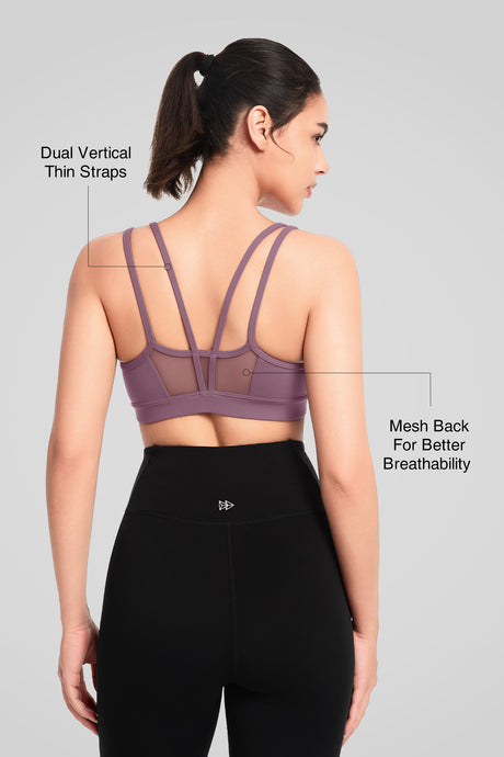 Shift™ Mesh Yoga Bra with Removable Pads & Dual Back Straps| Women's Light Support Sports Bra