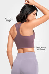 Reggiseno yoga imbottito con scollo a barchetta e spalline sottili | Reggiseno sportivo con supporto leggero da donna