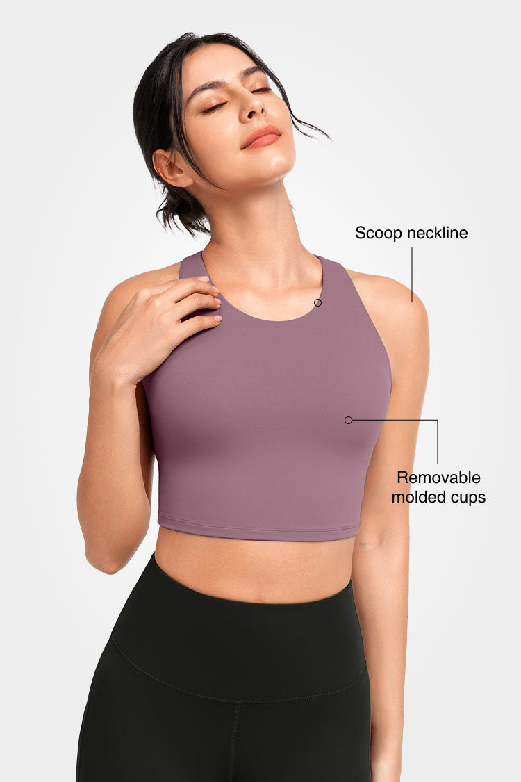 Reggiseno yoga imbottito con scollo a barchetta e spalline sottili | Reggiseno sportivo con supporto leggero da donna