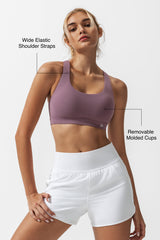 Shift™ Scoop Neckline Cross Back Padded Yoga Bra | Women's Light Support Sports Bra