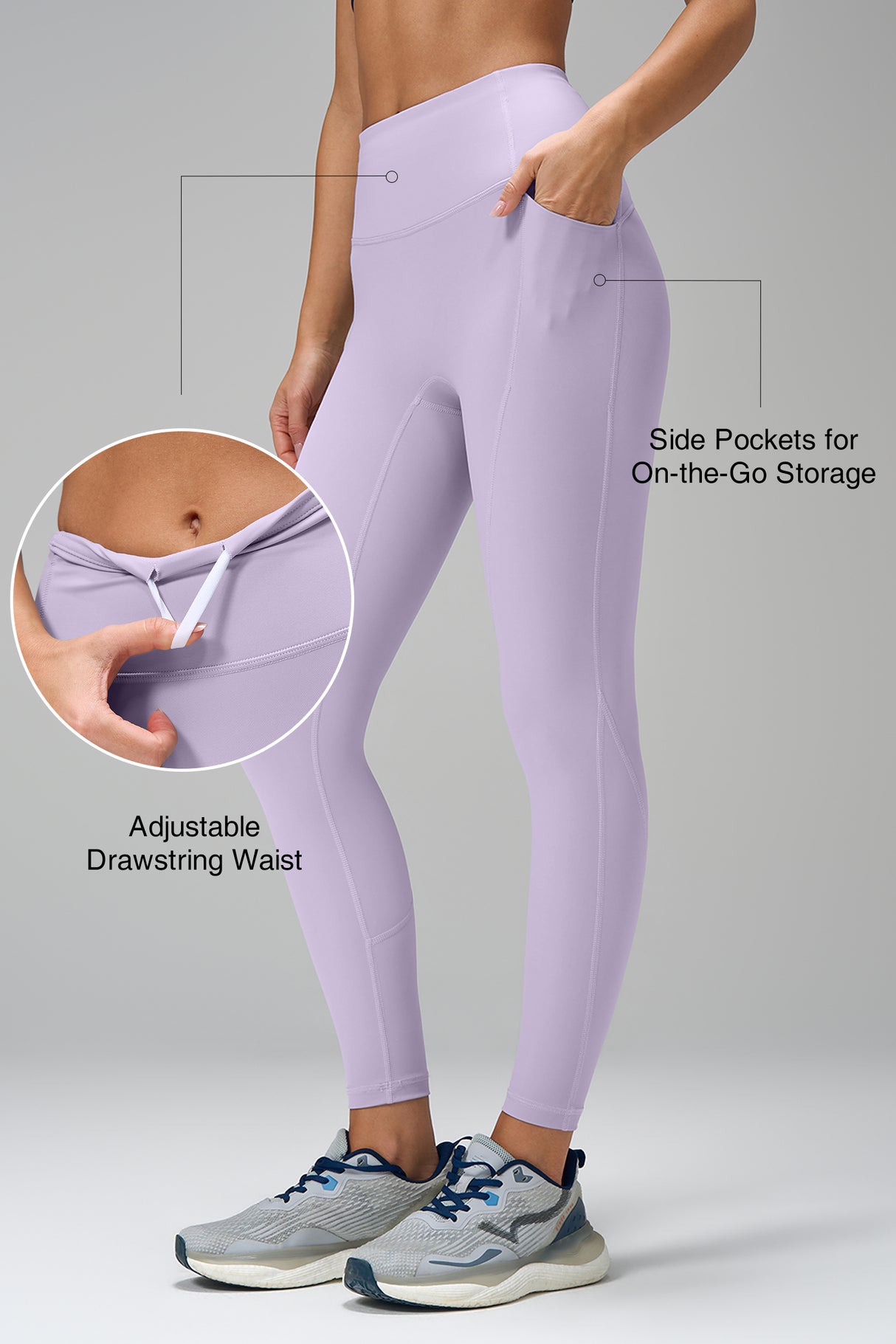 Echo Leggings ohne Vordernaht und mit Tasche, 63,5 cm | Leggings mit starkem Halt für Damen