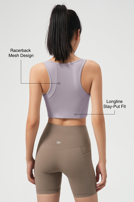Anywhere™ Full-Coverage Fixed Pads Longline Yoga Bra | Women's Sports Tank