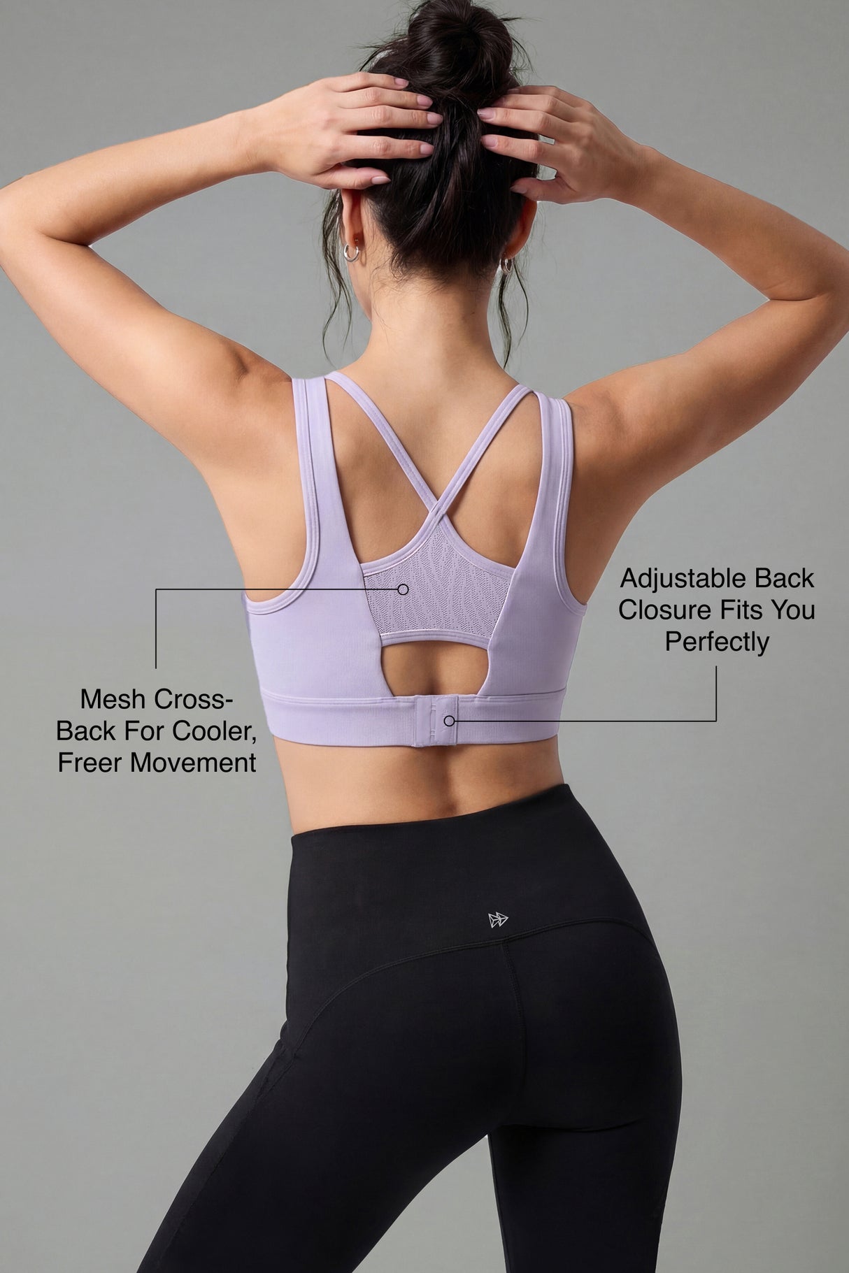 Echo™ Crossback Breathable Mesh With Adjustable Hook Medium Support Sports Bra | Women's Medium Support Sports Bra Best For Yoga, HIIT