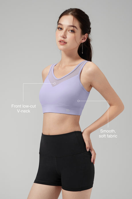 Power™ Front Sheer Mesh H-Back Sports Bra| Women's High Support Sports Bra