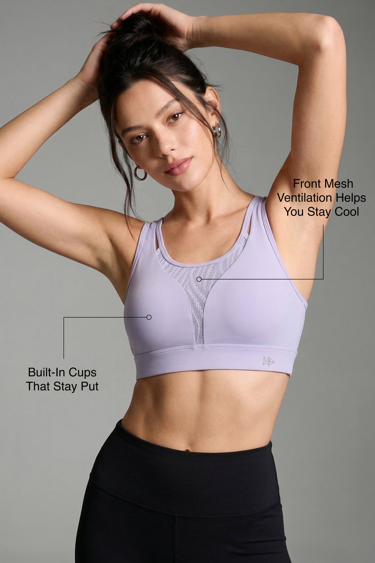 Echo™ Crossback Breathable Mesh With Adjustable Hook Medium Support Sports Bra | Women's Medium Support Sports Bra Best For Yoga, HIIT
