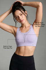 Echo™ Crossback Breathable Mesh With Adjustable Hook Medium Support Sports Bra | Women's Medium Support Sports Bra Best For Yoga, HIIT