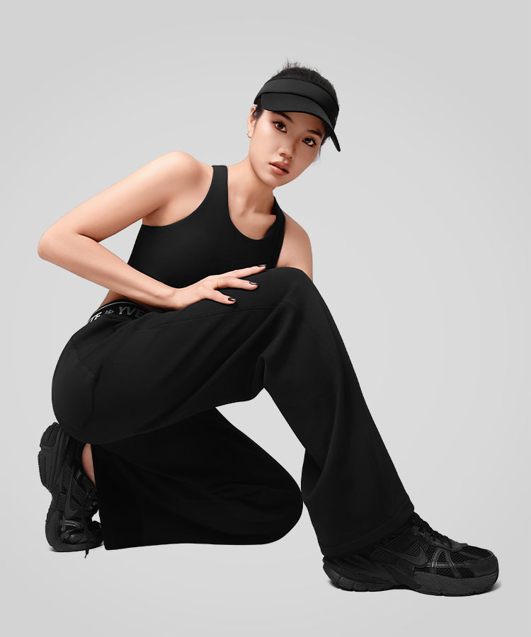 Shift Letter Print Fleece Lined Wide Leg Pants 27