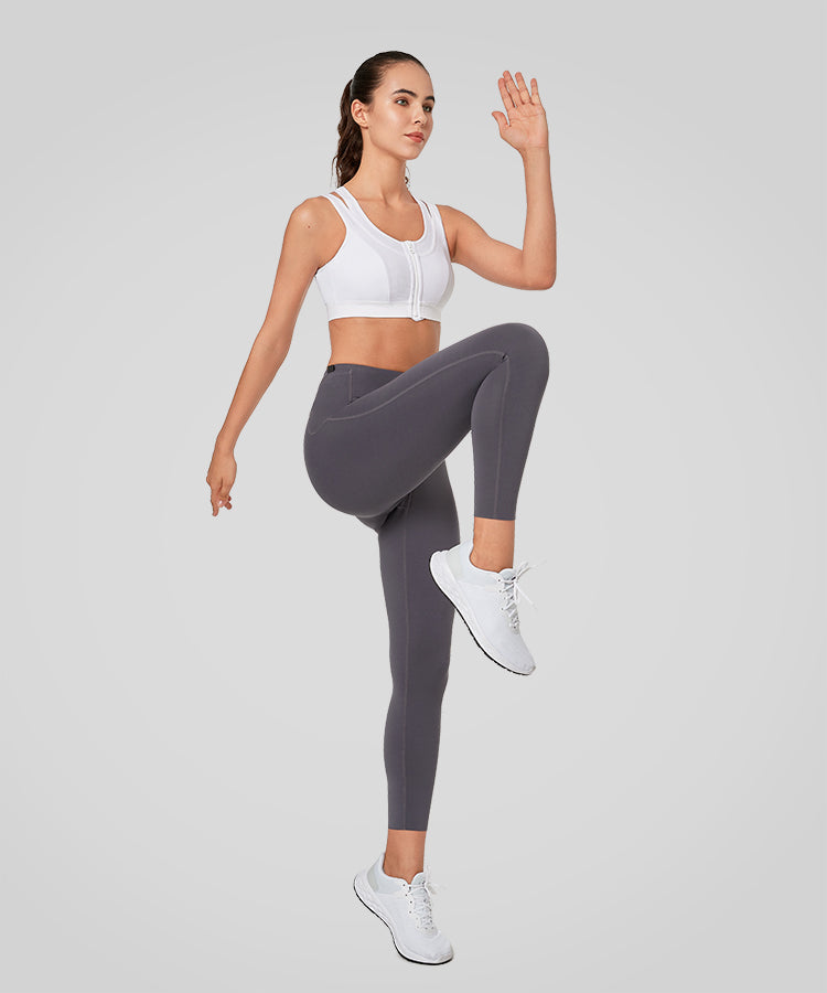 Enfold Zip Mesh Racerback Padded Running Bra | Women's High Support Sports Bra