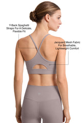 Anywhere™ Removable Cups Y-Back Jacquard Light Support Bra | Women's Light Support Sports Bra Best For Yoga, HIIT