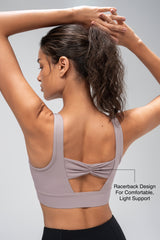 Anywhere™ Removable Cups V-Neck Soft Light Support Bra | Women's Light Support Sports Bra Best For Yoga, HIIT