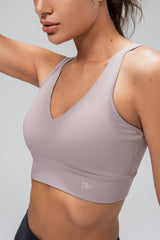 Anywhere™ Removable Cups V-Neck Soft Light Support Bra | Women's Light Support Sports Bra Best For Yoga, HIIT