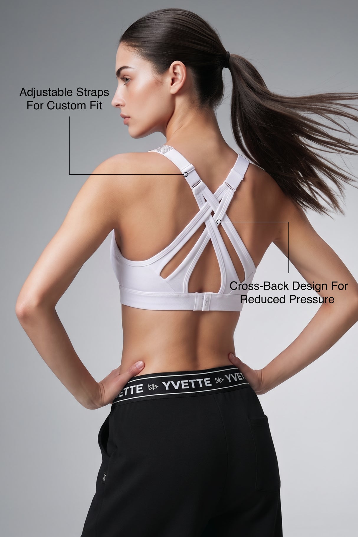 Power™ Adjustable Crisscross Padded Running Bra | Women's High Support Sports Bra