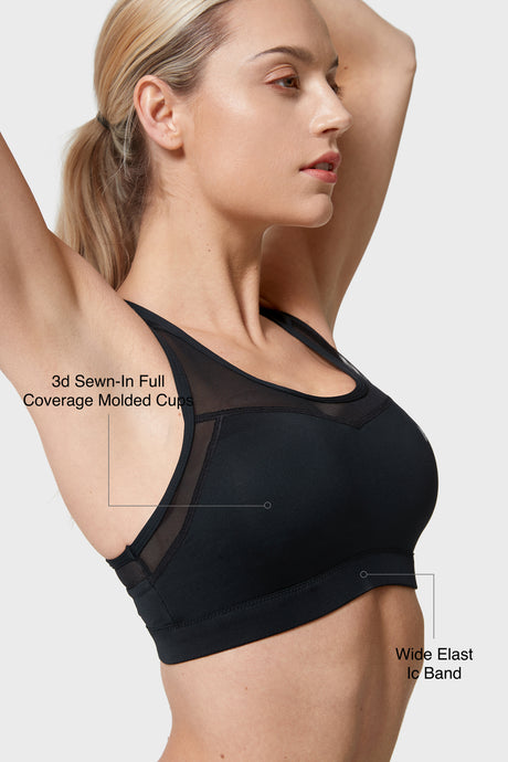 Reggiseno da corsa imbottito in rete con schienale incrociato Shift | Reggiseno sportivo ad alto sostegno da donna