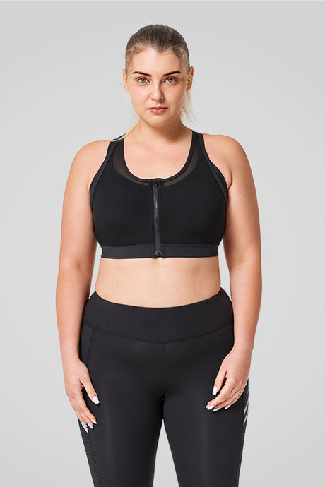Reggiseno da corsa imbottito in rete con cerniera frontale Power | Reggiseno sportivo ad alto supporto da donna