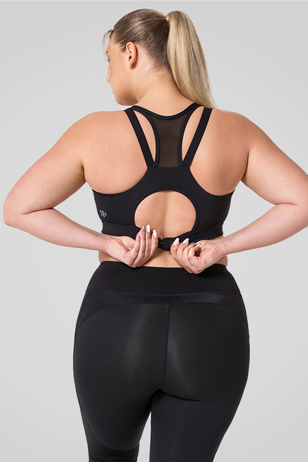 Power Zip Front Mesh Padded Running Bra | Damen Sport-BH mit starkem Halt