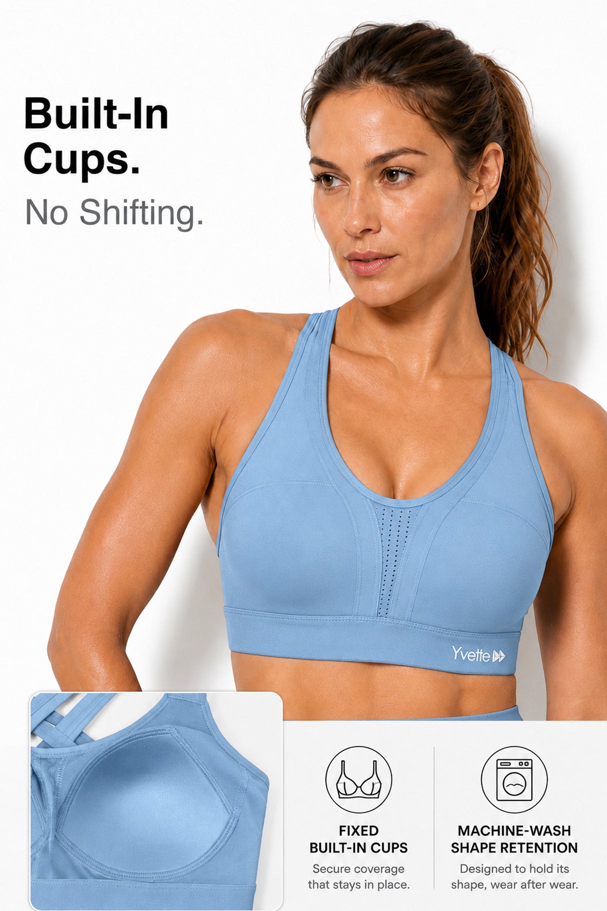 Power Cross Back gepolsterter Lauf-BH | Sport-BH mit starkem Halt für Damen