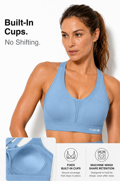 Sujetador para correr con relleno y espalda cruzada Power | Sujetador deportivo de alta sujeción para mujer 
