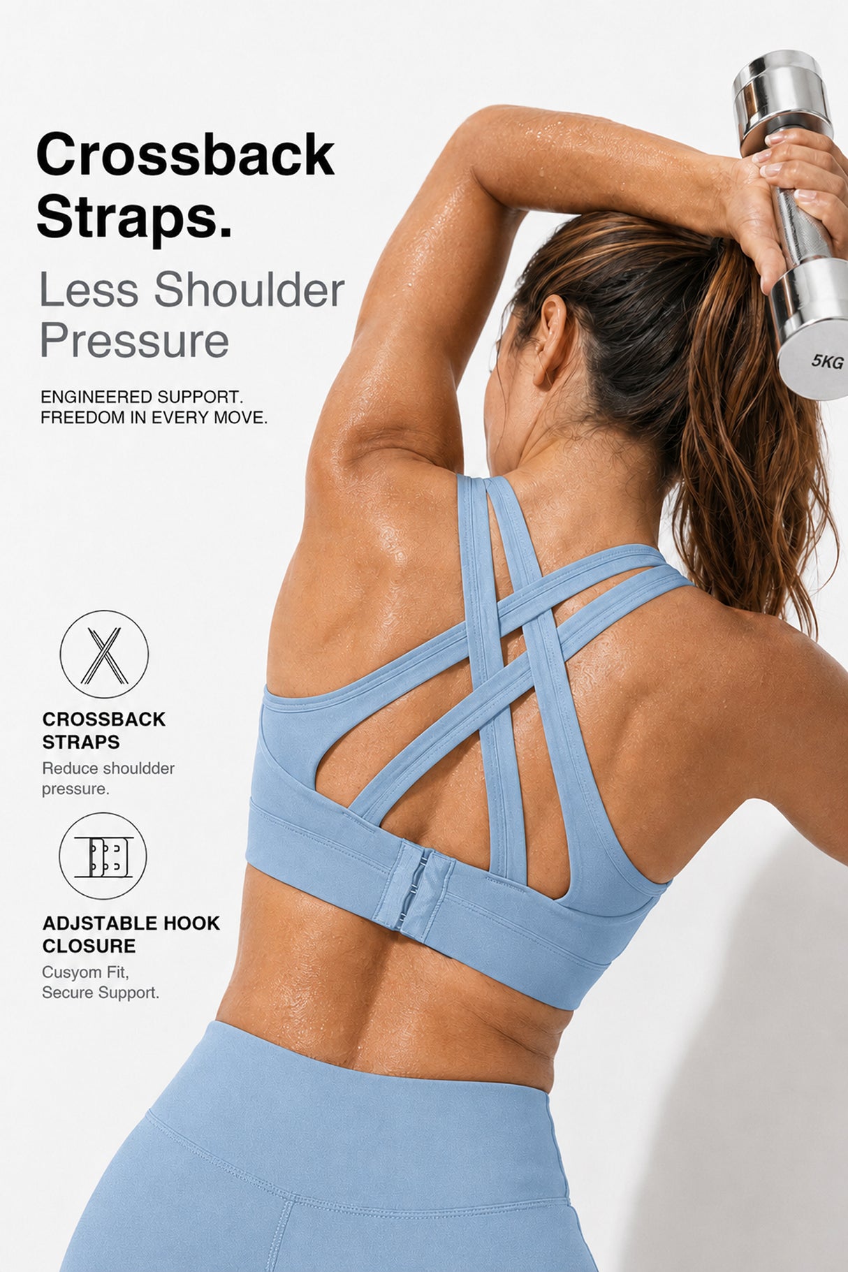 Power Cross Back gepolsterter Lauf-BH | Sport-BH mit starkem Halt für Damen