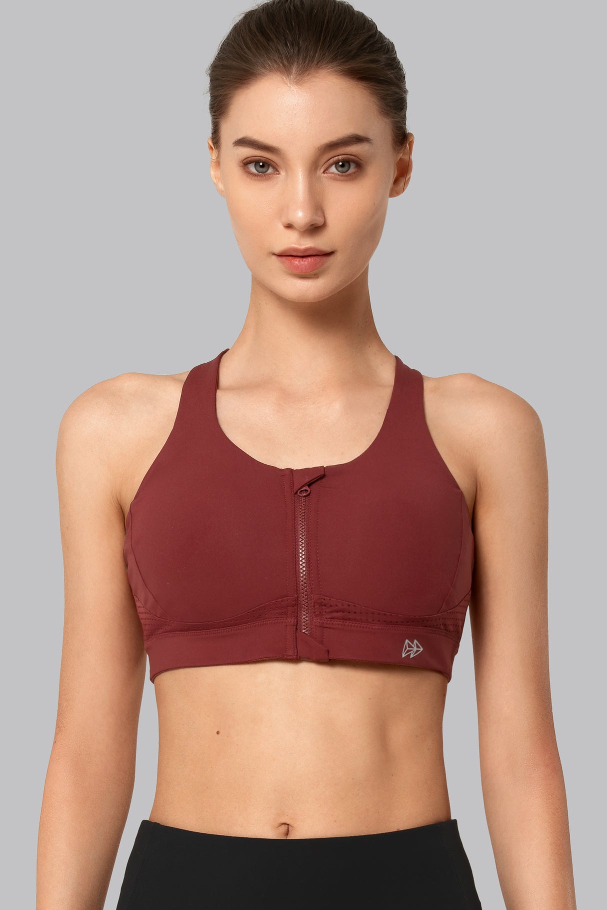 Reggiseno da corsa imbottito con cerniera frontale incrociata Power | Reggiseno sportivo ad alto sostegno da donna