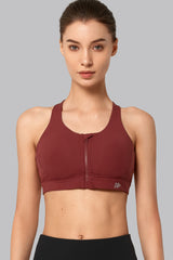 Reggiseno da corsa imbottito con cerniera frontale incrociata Power | Reggiseno sportivo ad alto sostegno da donna