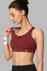 Reggiseno da corsa imbottito con cerniera frontale incrociata Power | Reggiseno sportivo ad alto sostegno da donna