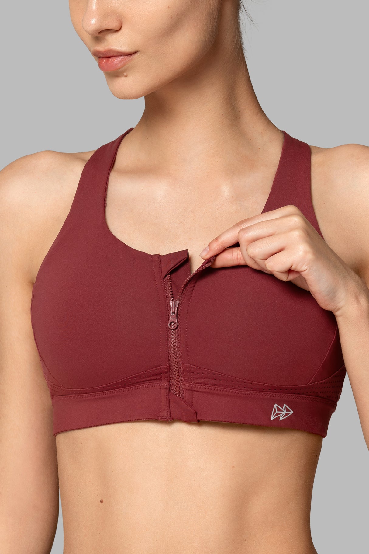 Reggiseno da corsa imbottito con cerniera frontale incrociata Power | Reggiseno sportivo ad alto sostegno da donna