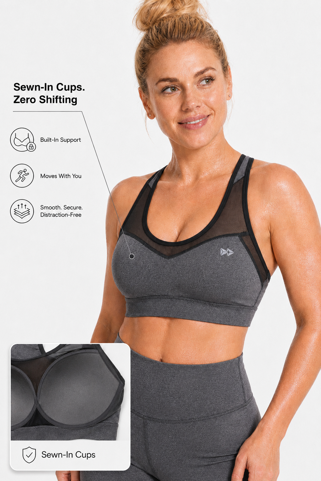 Shift™ Racerback Breathable Full-Coverage Running Bra | Women's High Support Sports Bra