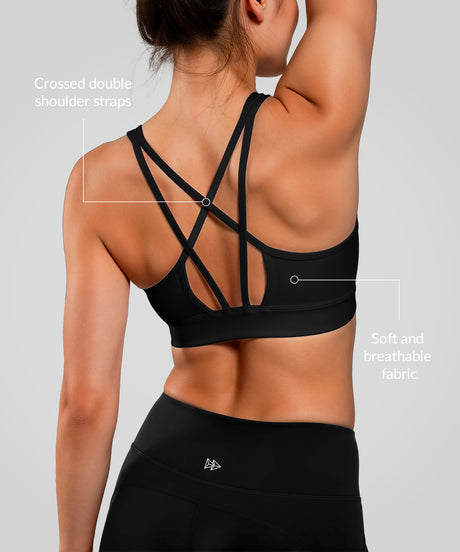Anywhere Double Cross Strap Cloud-mjuk yoga-bh | Sport-bh med lätt stöd för kvinnor