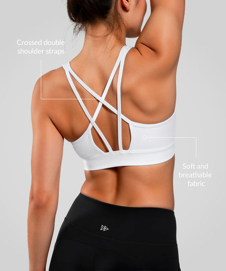 Anywhere Double Cross Strap Cloud-mjuk yoga-bh | Sport-bh med lätt stöd för kvinnor