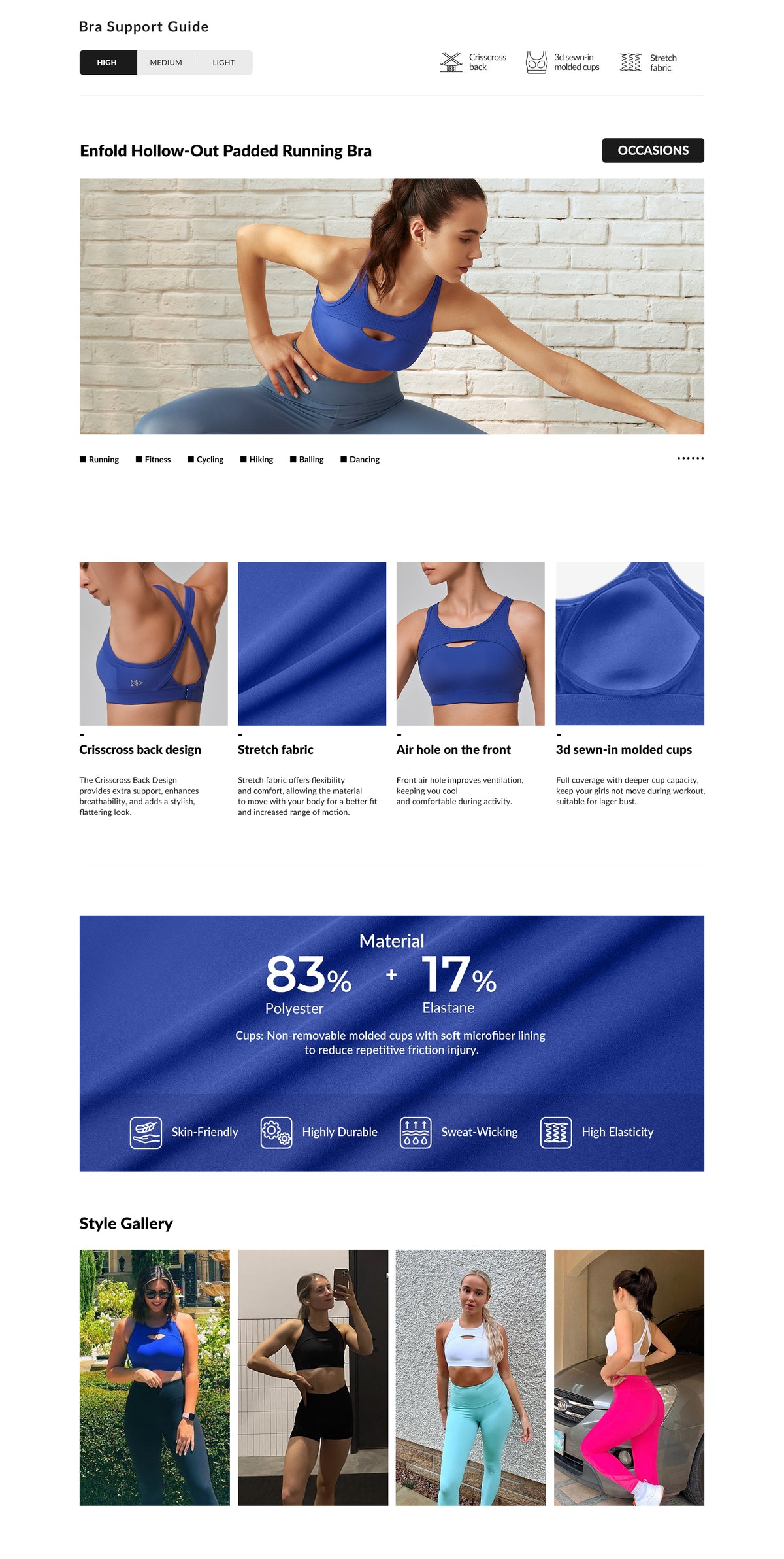Enfold™ Airflow Cross Back High Support Running Bra | Women's High Support Sports Bra (Plus Size)