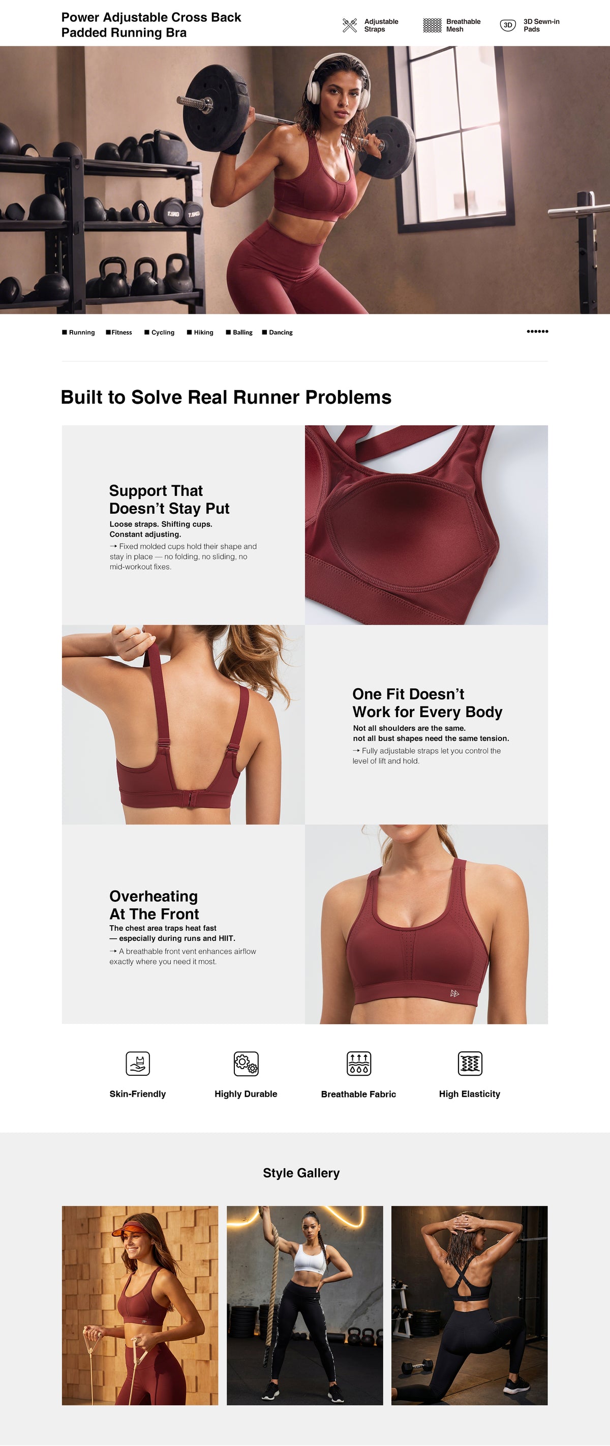 Power? Adjustable Two Style Running Bra | Women's High Support Sports Bra