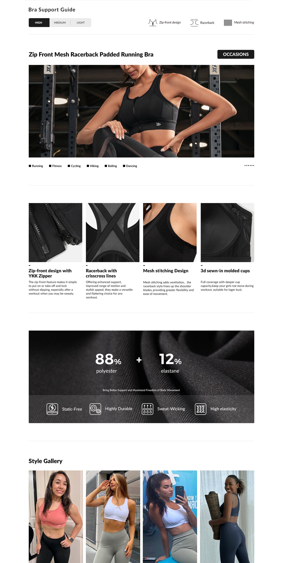 Power™ Cross Racerback Running Bra | Women's High Support Sports Bra