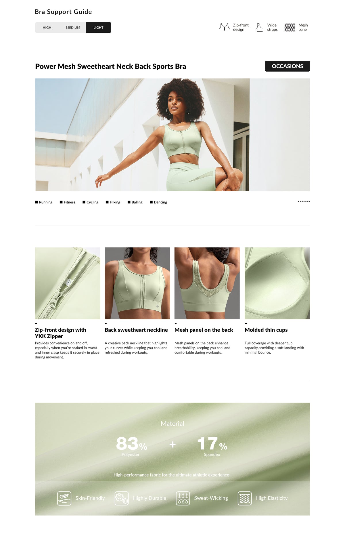 Power™ Mesh Sweetheart Neck Back Sports Bra| Women's High Support Sports Bra