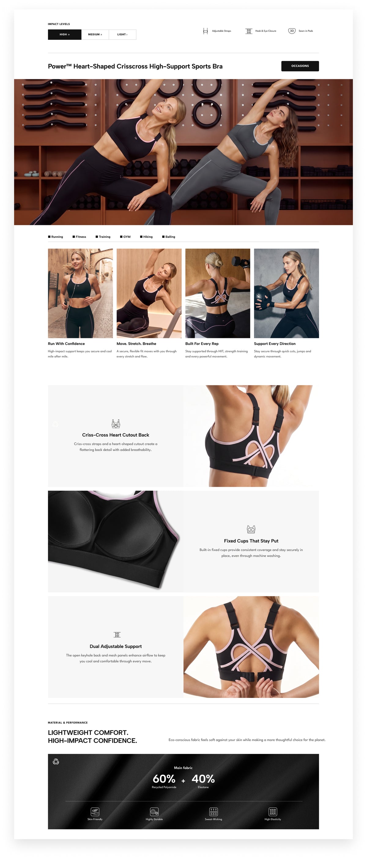Power™ Heart-Shaped Crisscross High-Support Sports Bra | Women's High Support Sports Bra