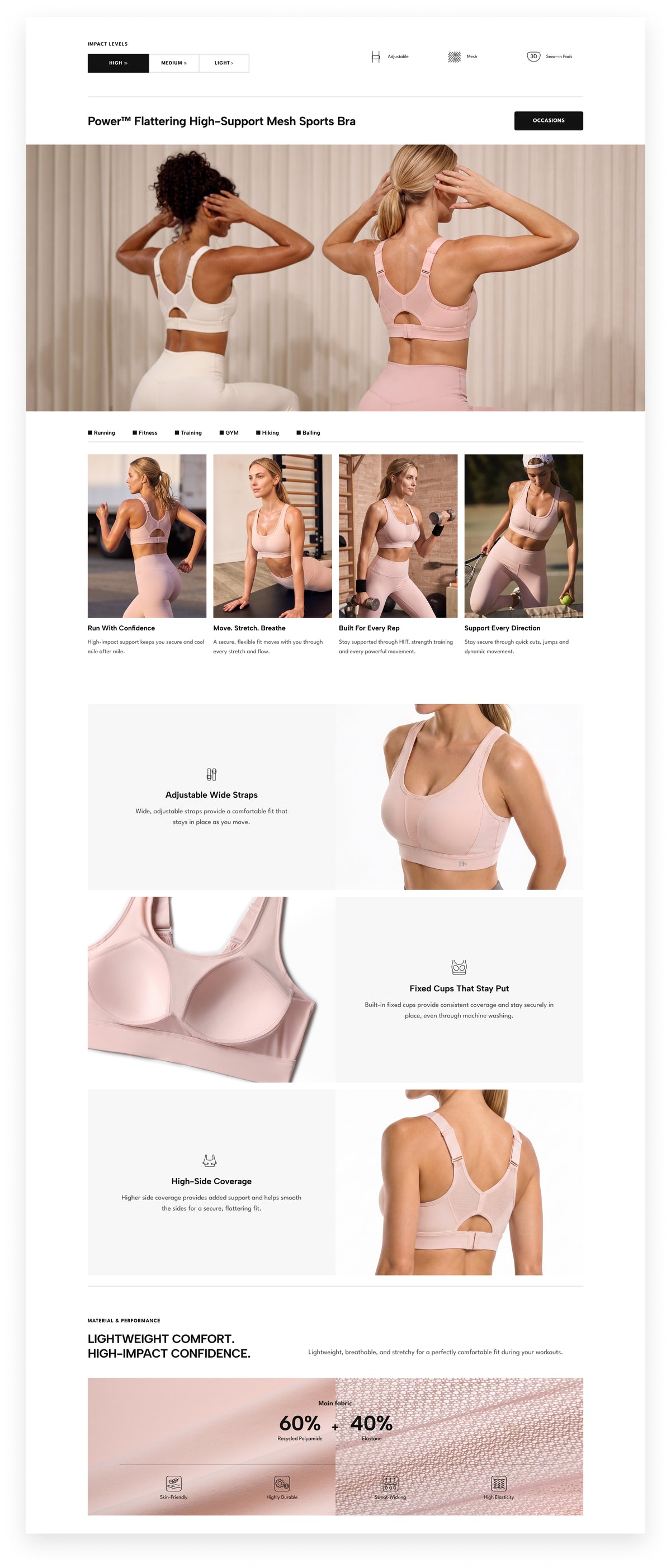 Power™ Flattering High-Support Mesh Sports Bra | High-Impact Bounce Control Without Flattening for Running, HIIT & Training