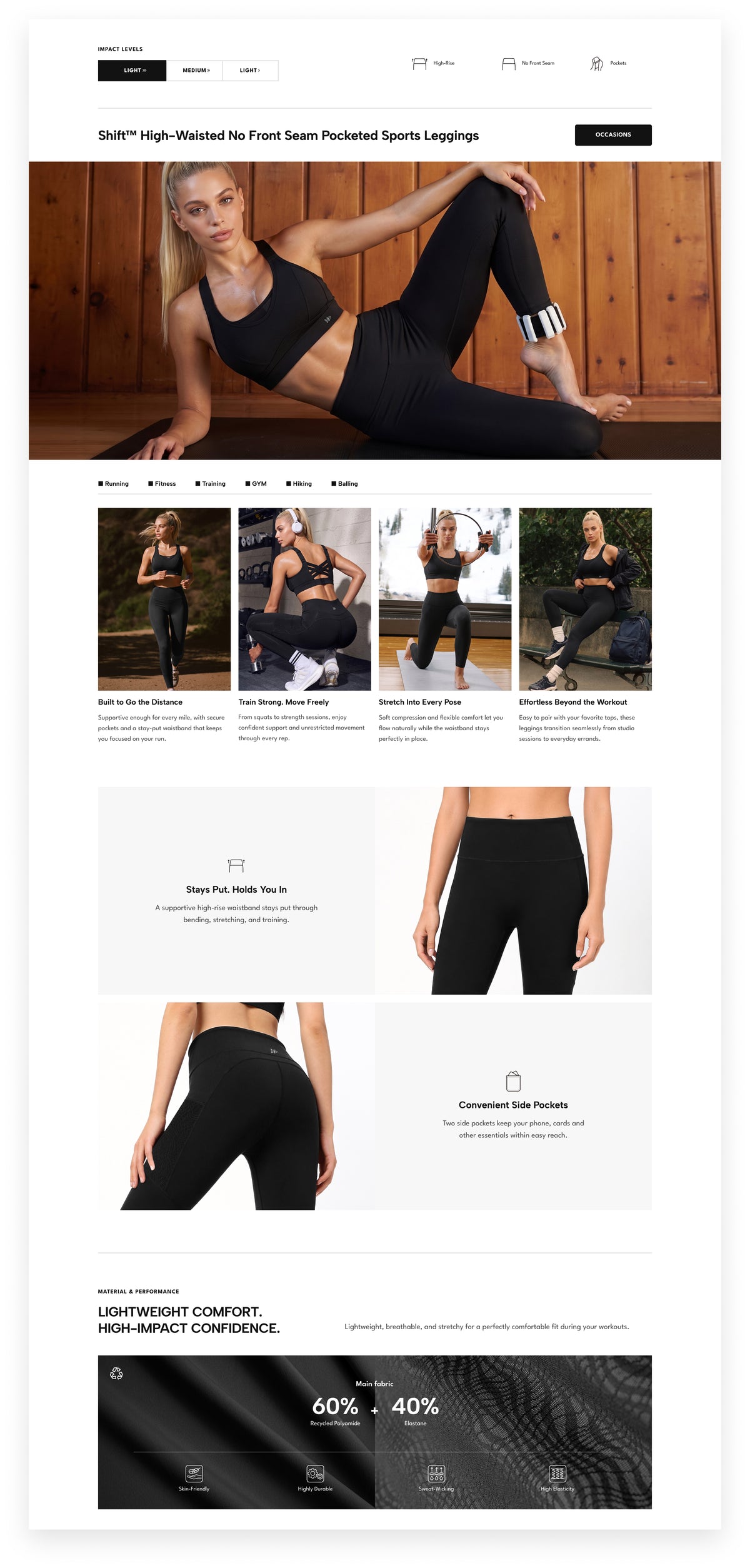Power™ High Rise Mesh No Front Seam Pockets Curve Sports Leggings | Butt-Lifting Support for Running, Yoga & HIIT