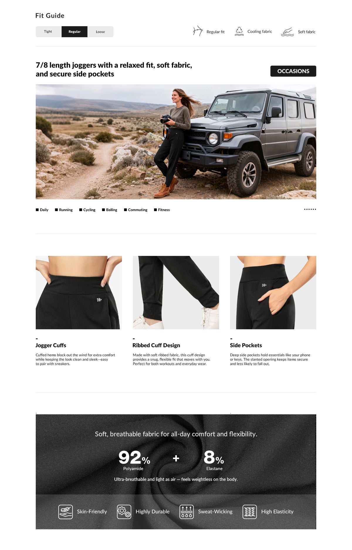 Pantalones deportivos de corte regular con bolsillos laterales | Pantalones deportivos para mujer