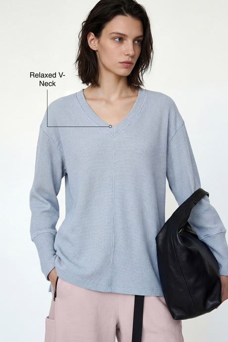 Anywhere™ V-Neck Stretch Relaxed-Fit Sweatshirt | Women's Sports Sweatshirt - image 3