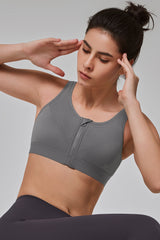 Zip-Front Unpadded High-Support Sports Bra | Women's High Support Sports Bra