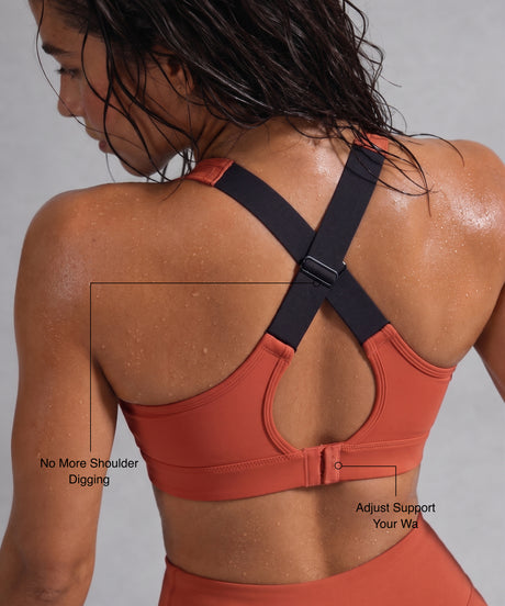 Sujetador para correr Power con cuello en V y espalda cruzada | Sujetador deportivo de alta sujeción para mujer