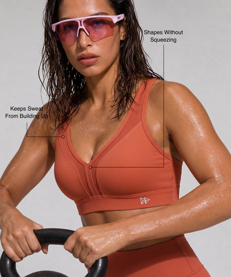 Sujetador para correr Power con cuello en V y espalda cruzada | Sujetador deportivo de alta sujeción para mujer