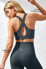 Power V-Ausschnitt Cross Back gepolsterter Lauf-BH | Damen Sport-BH mit starkem Halt